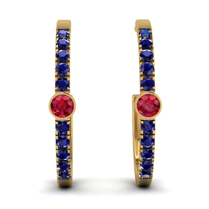 Ladies Earrings Woven -Hoop Ruby Earrings Micro Pave - Ansley No. 70