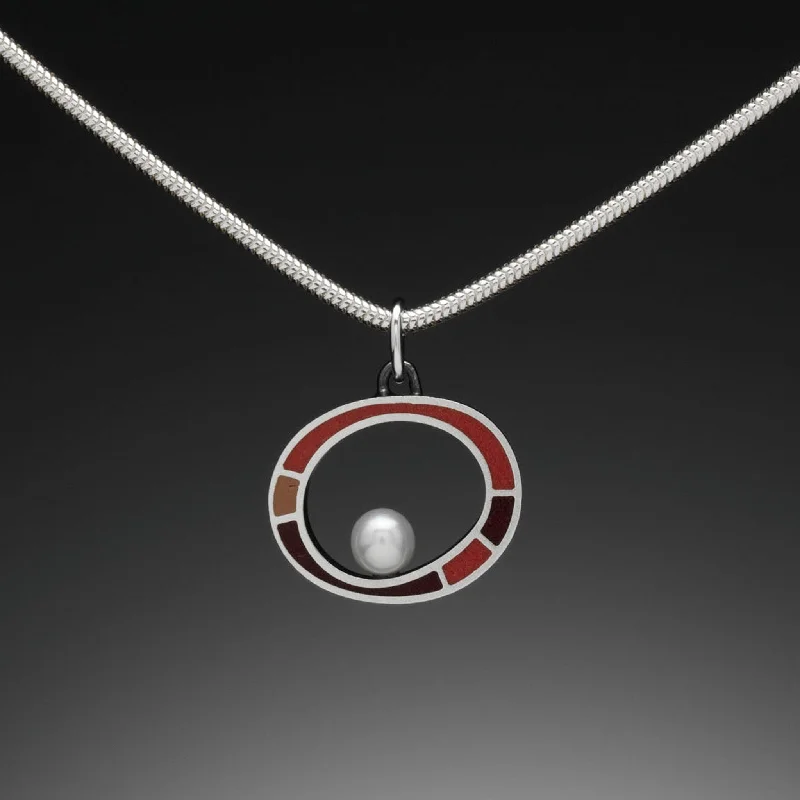 Diamond necklaces for women-Floating Pearl Necklace (red)