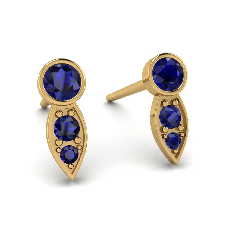 Ladies Earrings Moonstone -Bezel Sapphire Earrings In Pear Shaped - Aniya No. 73