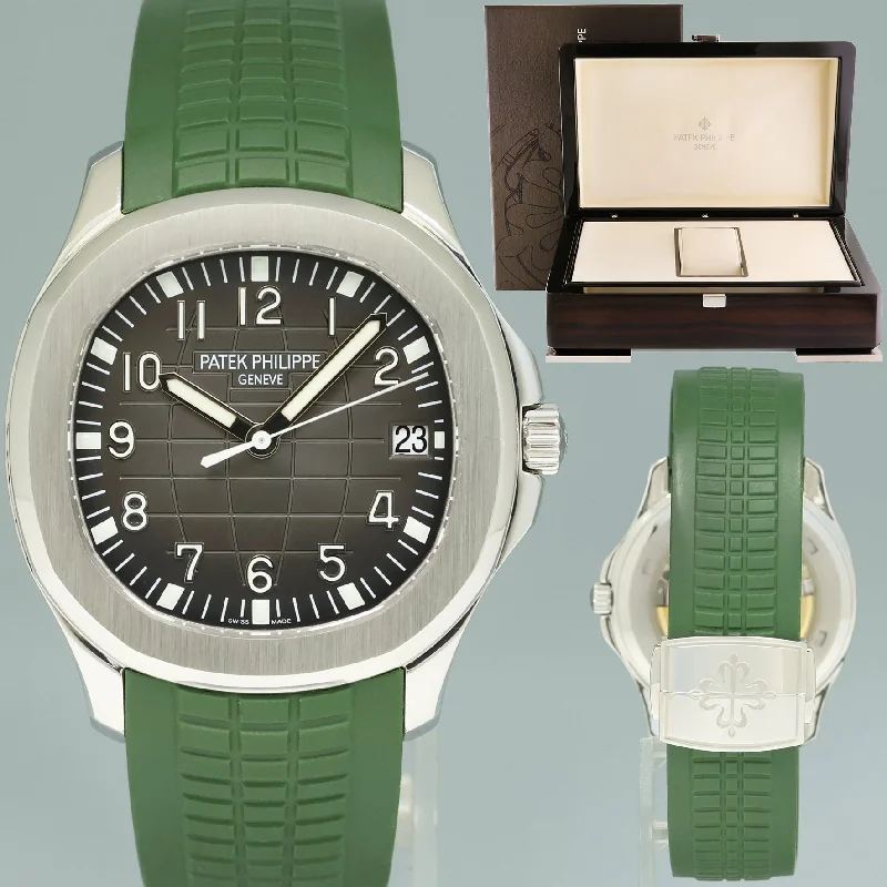 Unisex watch vintage look -MINT 5167a Patek Philippe Aquanaut Steel Rubber Black Green Tropical Watch Box