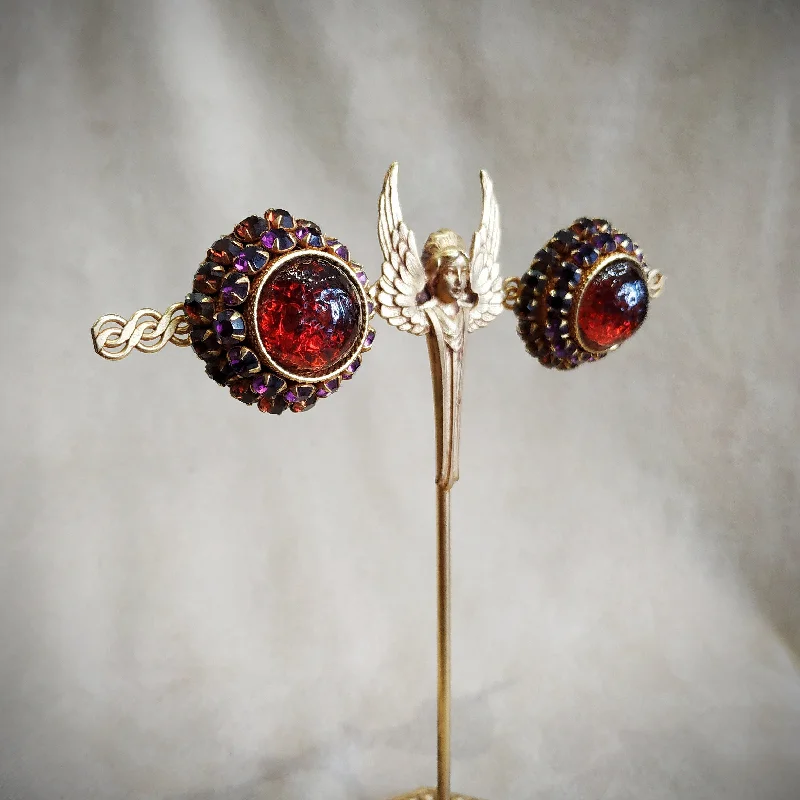 Ladies Earrings Alloy -Dominique Aurientis statement Amber Purple Clip on Earrings