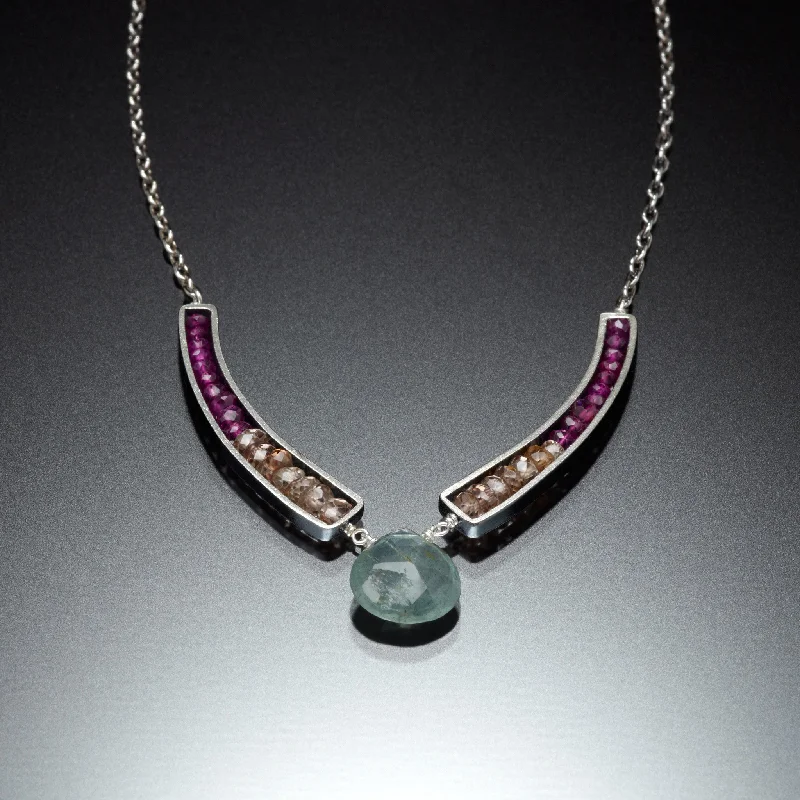 Diamond-studded necklaces for women-Gemstone Curve Necklace