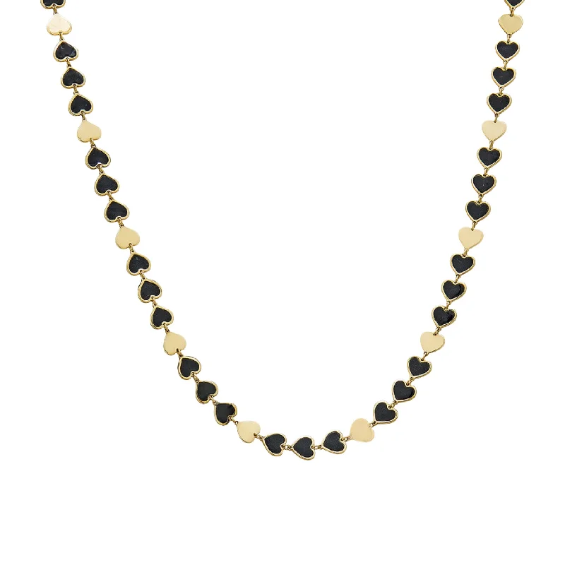 Boho necklaces for women-Forever Heart Necklace/ Black Onyx