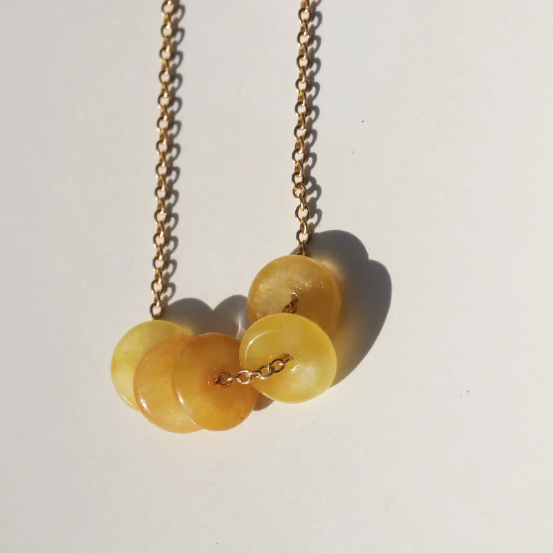 Simple gold chain necklaces for women-Disc Honey Jade - Mama & Honey Necklace