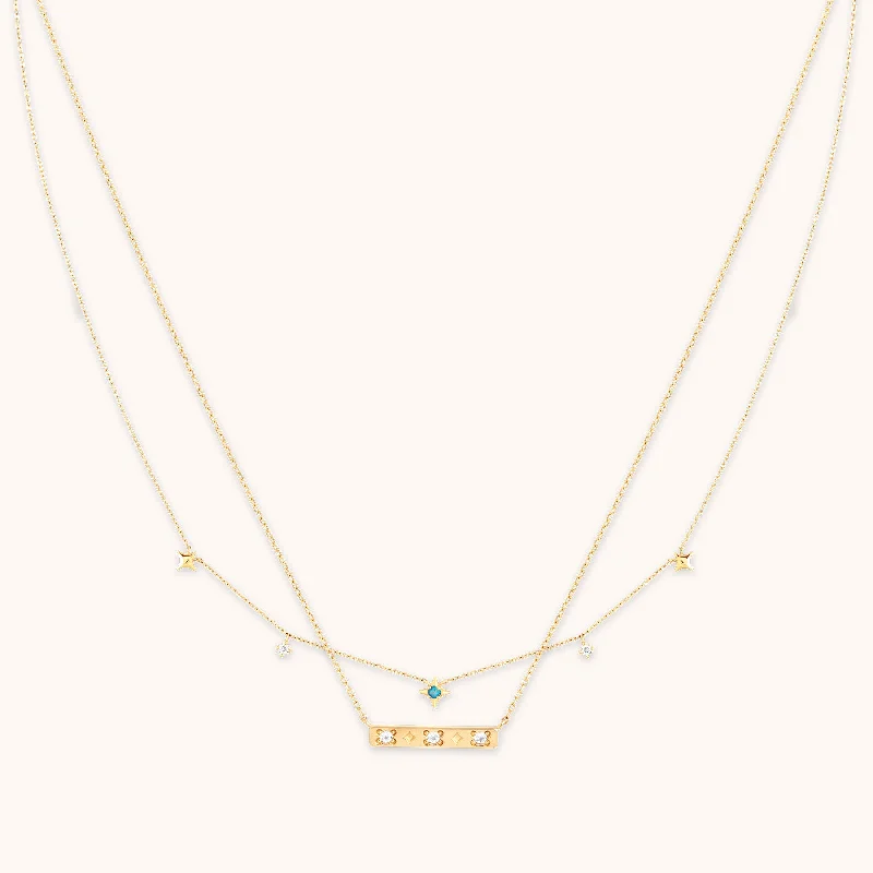 Luxury chain necklaces for women-Cosmic Star Necklace Gift Set in Solid Gold