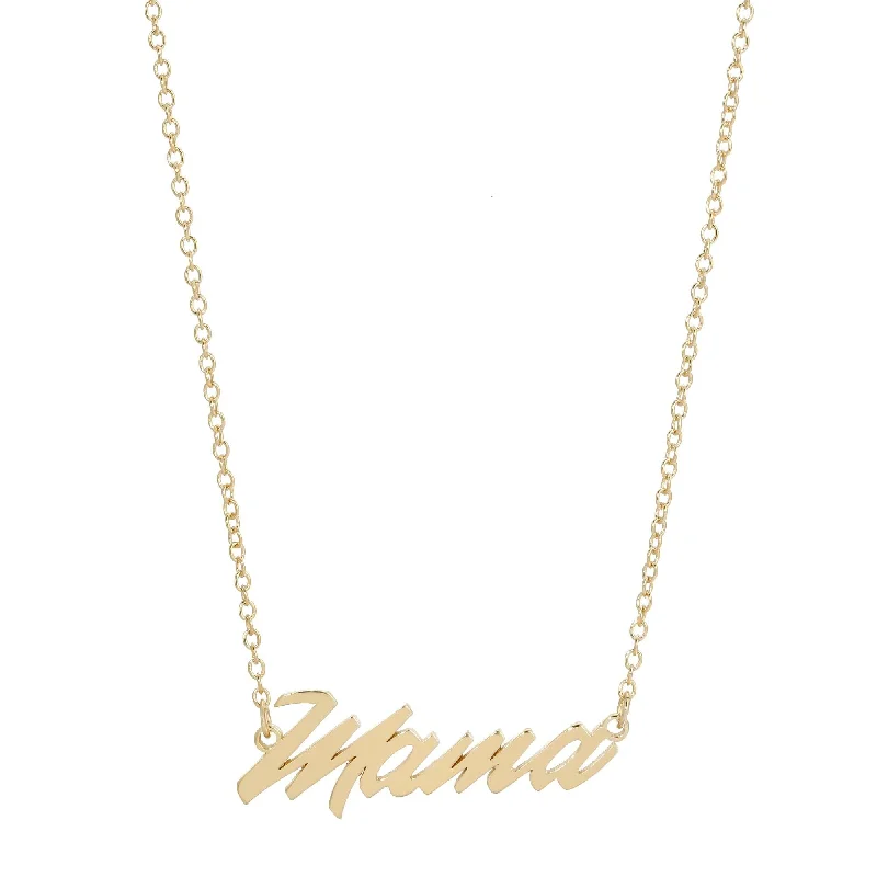 Silver statement necklaces for women-Mama Script Necklace