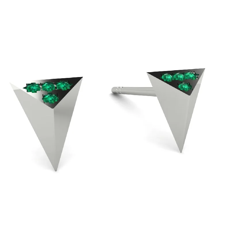 Ladies Earrings Cubic Zirconia -Triangle Emerald Earrings - Livia No. 6