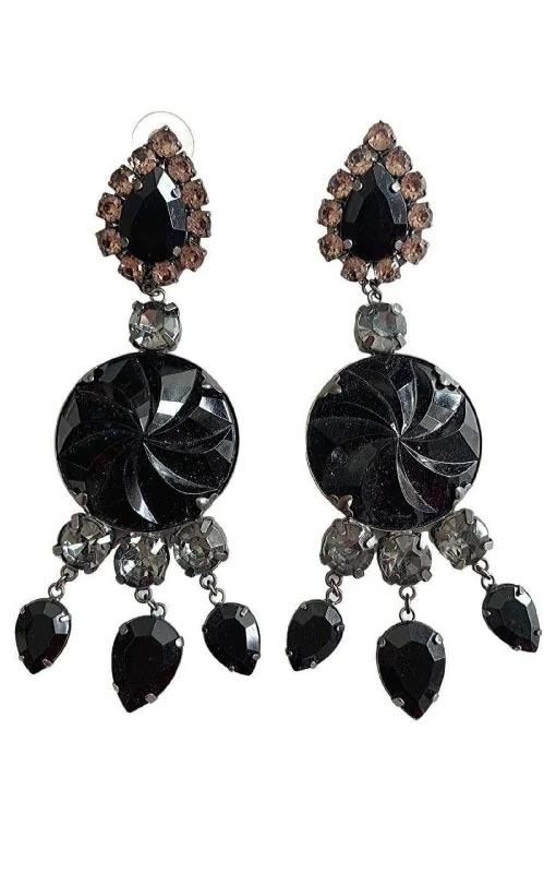 Ladies Earrings Boutique -Long Glass Stone Earrings