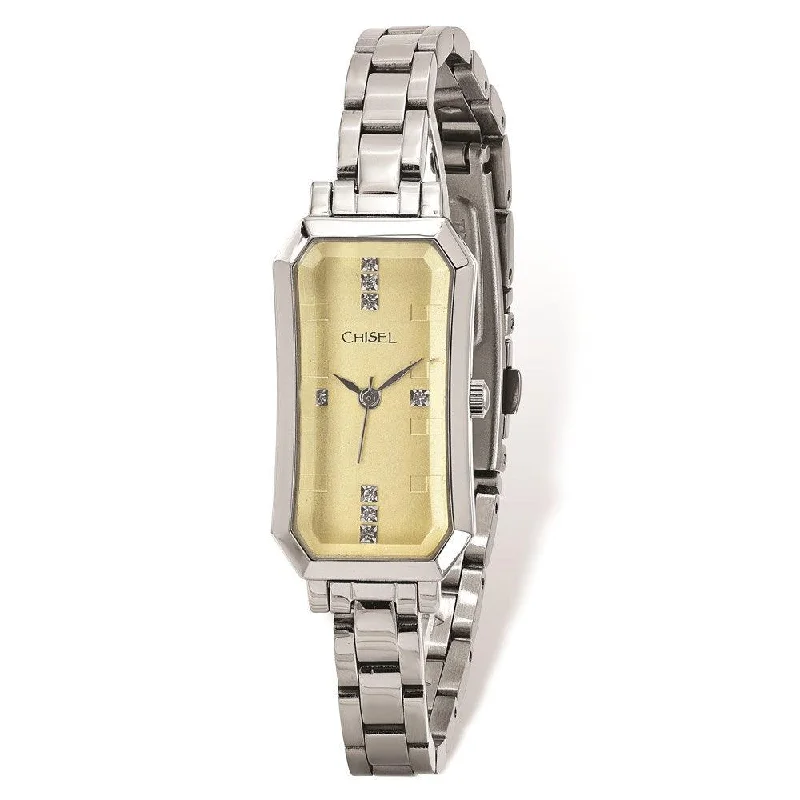 Unisex watch elegant appeal -Ladies Chisel Stainless Steel Champagne Dial Watch