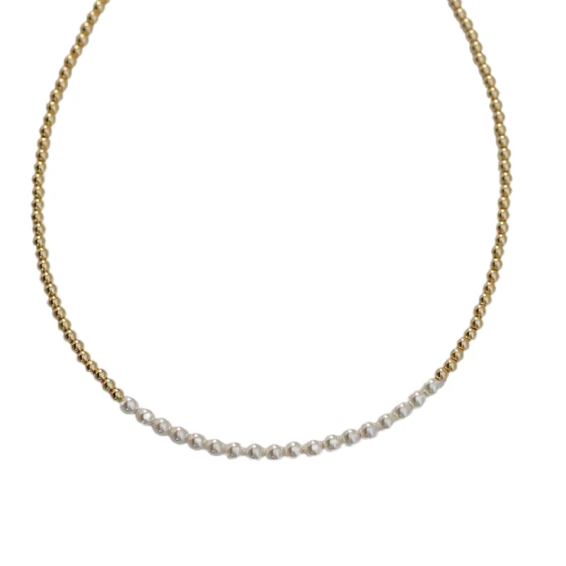 Modern necklaces for women-"COLETTE" 14k gold-filled & pearl beaded Choker/Necklace