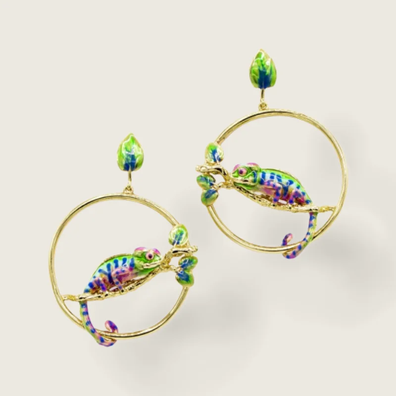 Ladies Earrings Vintage Finish -Chameleon Hoop Earrings by Bill Skinner