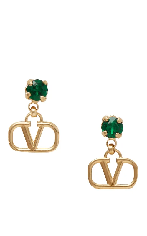 Ladies Earrings Agate -VLOGO Gold-tone Crystal Earrings