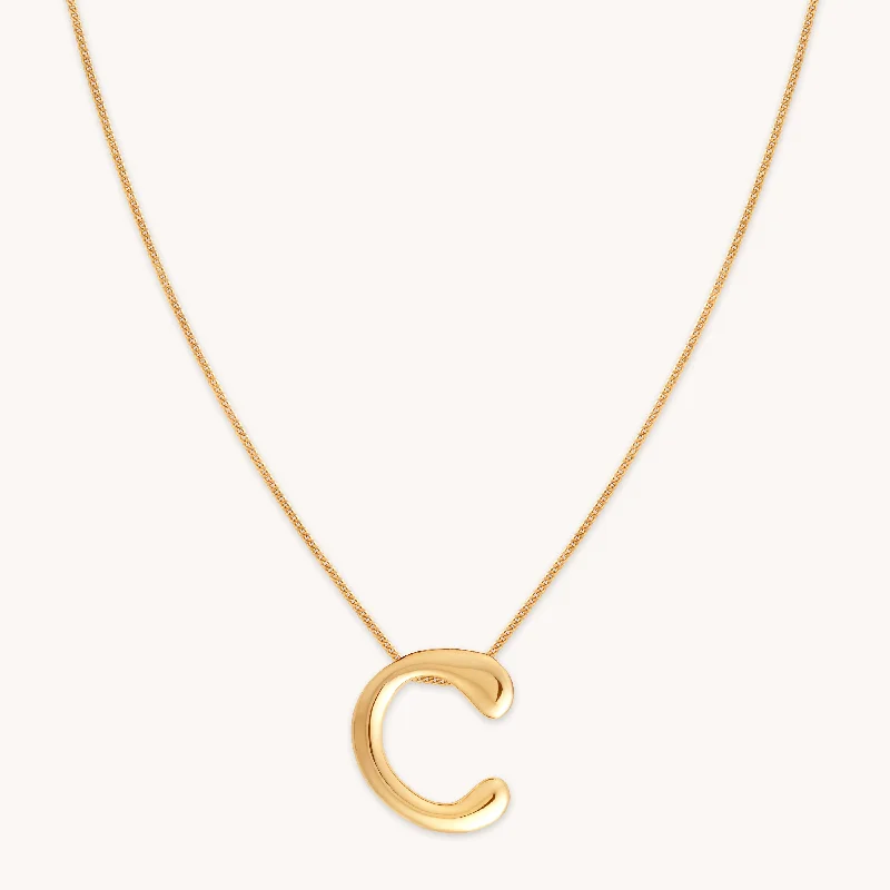 Chain necklaces for women-C Initial Bold Pendant Necklace in Gold