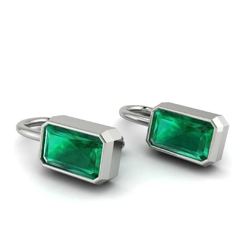 Ladies Earrings Farmhouse -Bezel Emerald Emerald Earrings - Perla No. 6