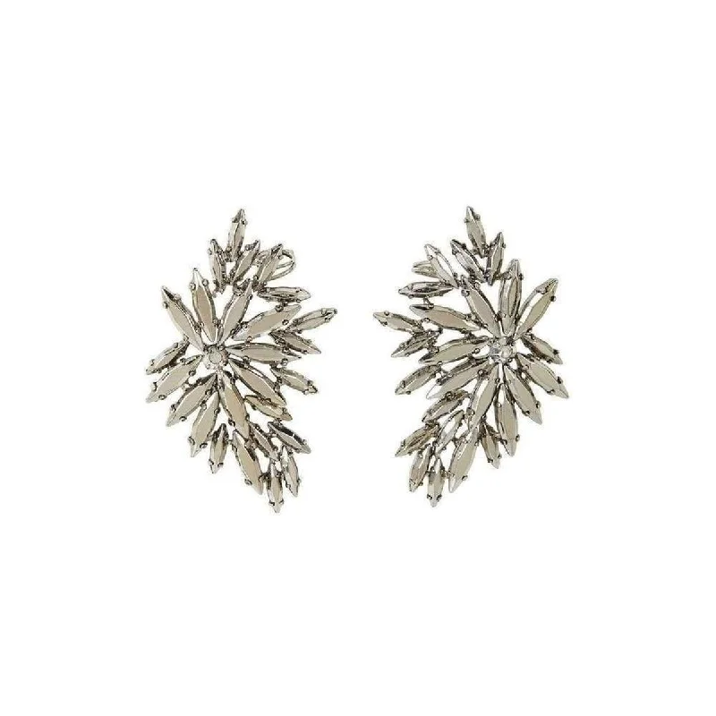 Ladies Earrings Affordable Brand -Floral Silver Statement Earrings