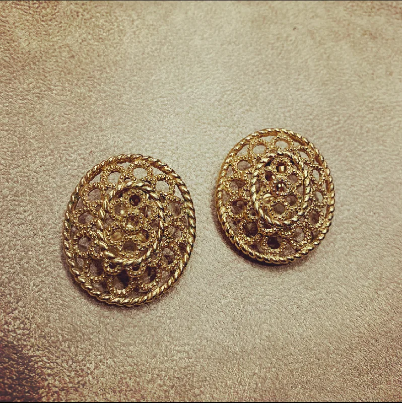 Ladies Earrings Ripple -Dior Gold Vintage Earrings 004