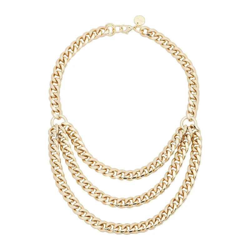 Chain necklaces for women-Triple Layer Curb Chain Necklace