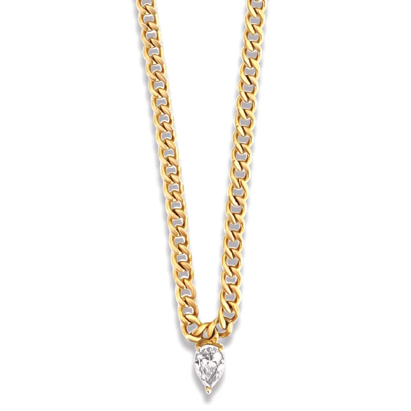 Cute necklaces for women-Skylar Solitaire Pear Necklace