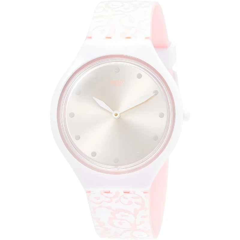 Unisex watch travel companion -Swatch Women's Watch - Skin Skindentelle Dainty Light Pink Design Strap | SVOW102