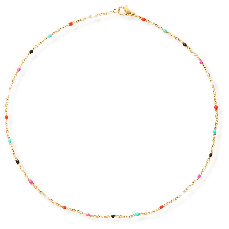 Bar necklaces for women-Gwen Colorful Dainty Enamel Beaded Necklace