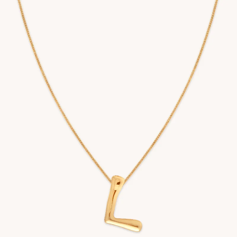 Bridal necklaces for women-L Initial Bold Pendant Necklace in Gold