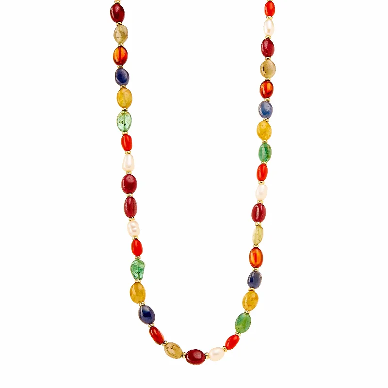 Chunky necklaces for women-Navratna Mogul Bead Necklace