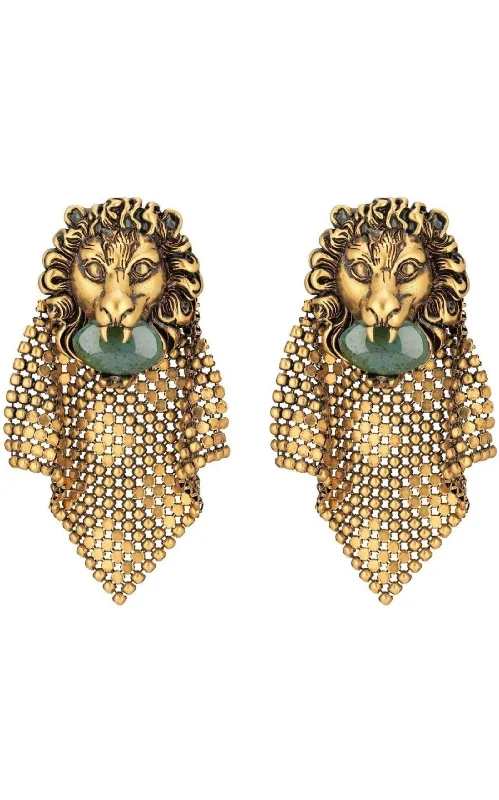 Ladies Earrings Magnetic -Lion Head Mesh Earrings