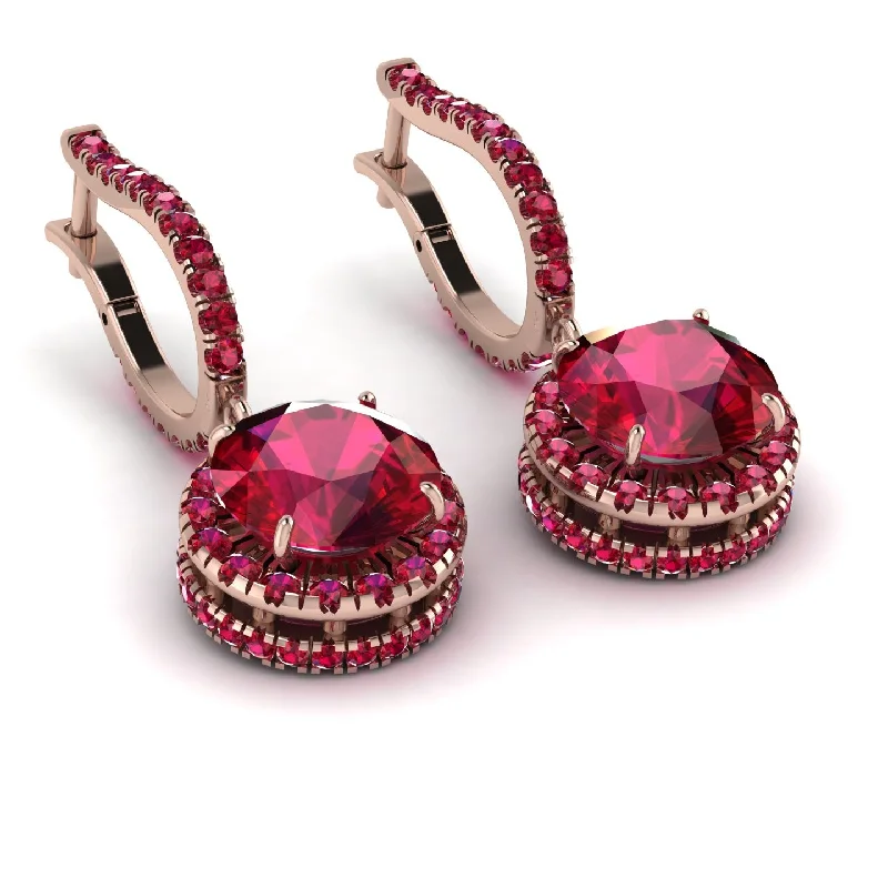 Ladies Earrings Street -Hidden Halo Ruby Hoop Earrings - Catalina No. 56