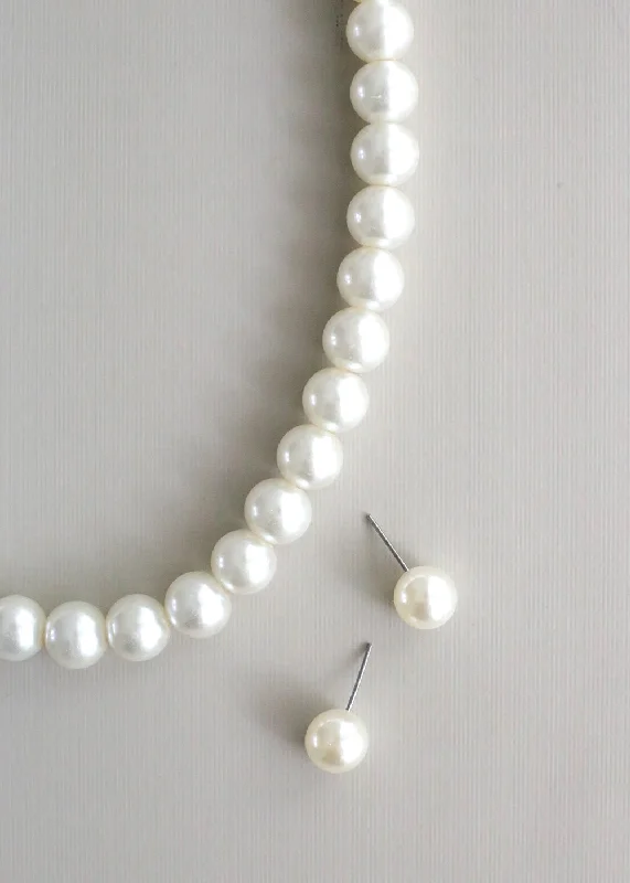 Unique necklaces for women-Pearl Necklace with Earring Set