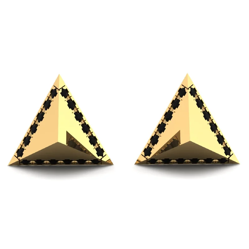 Ladies Earrings Sensitive Ears -Triangle Black Diamond Earrings Geometrical - Milan No. 7