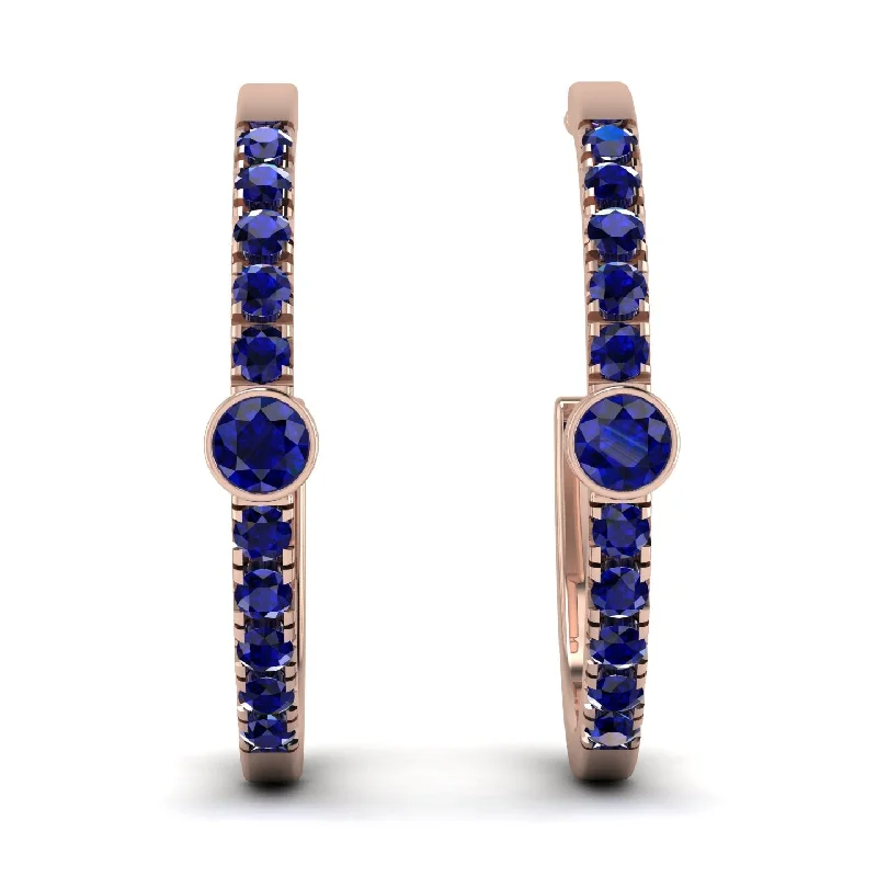 Ladies Earrings Suede -Hoop Sapphire Earrings Micro Pave - Ansley No. 74