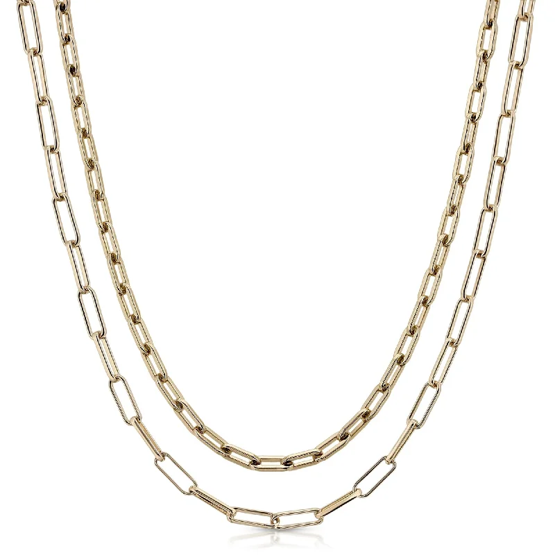 Bohemian necklaces for women-Double Medium & Elongated Link Chain Necklace