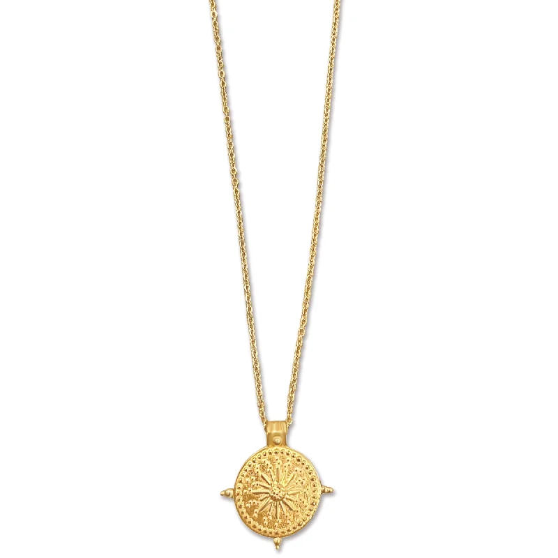 Wedding pendant necklaces for women-Beckett Sun Disc Pendant Necklace