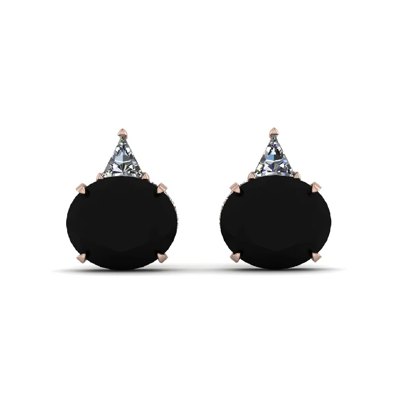 Ladies Earrings Anniversary -Hidden Halo Black Diamond Earrings - Rosalie No. 8