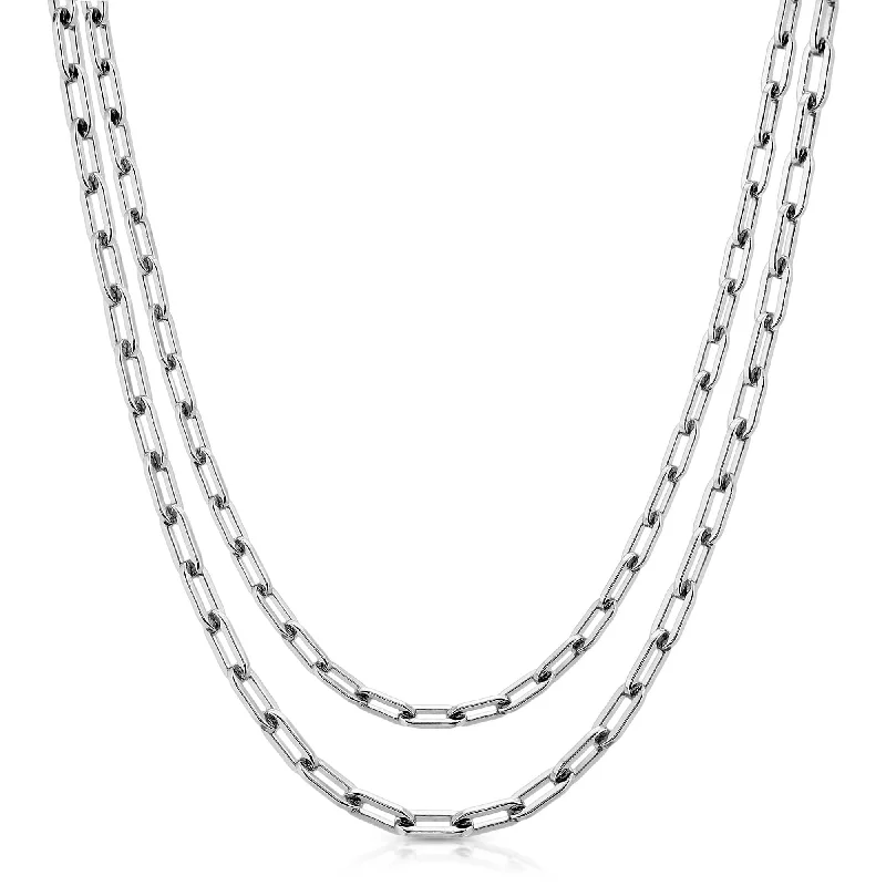 Crystal necklaces for women-Silver Double Medium Link Chain Necklace