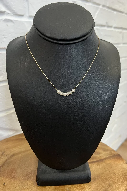 Gold heart necklaces for women-18K Lucille Dainty Pearl Necklace