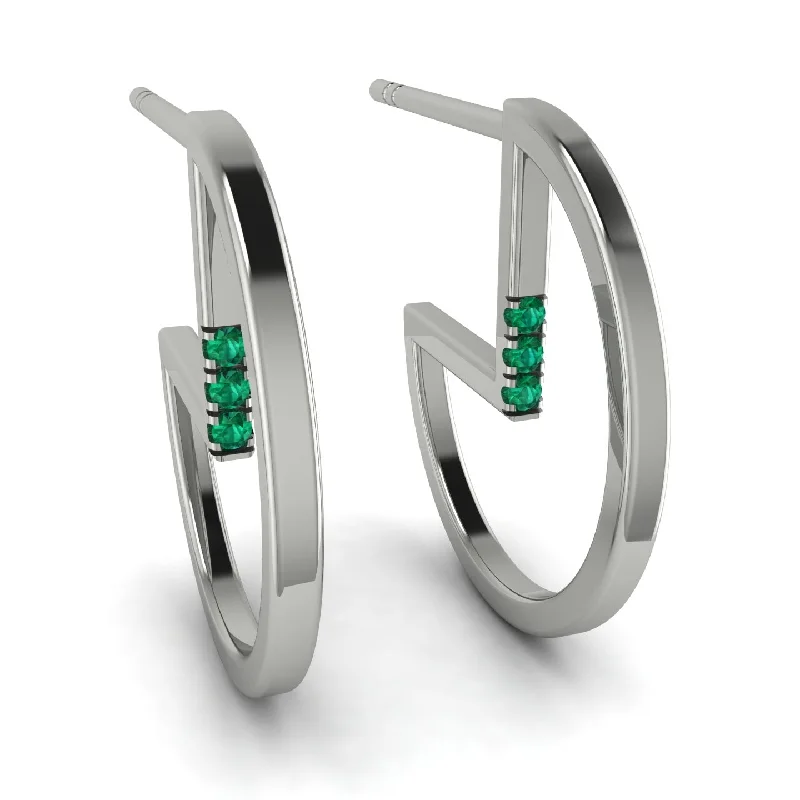 Ladies Earrings Bronze -Circle Stud Earring With Hidden Emerald - Karter No. 6