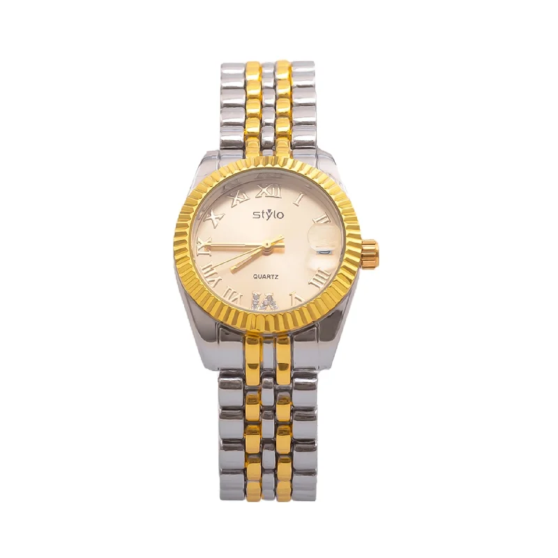 Unisex watch leather band -Two Tone Ladies Watch J33465