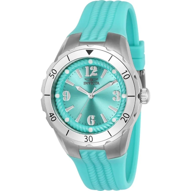 Unisex watch Android compatible -Invicta Women's Watch - Angel Silver Case Light Blue Silicone Rubber Strap | 24124