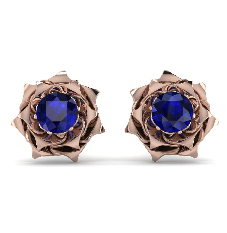 Ladies Earrings Designer -A lady's Rose Sapphire Earrings- Elena no. 14