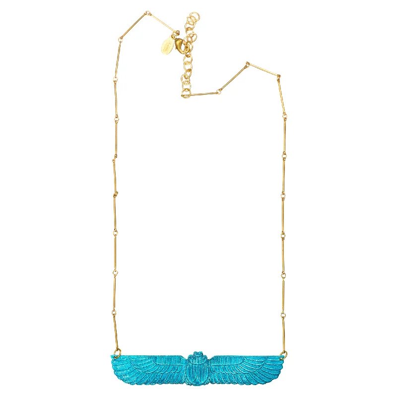 Chandelier necklaces for women-Irtyu Winged Scarab Necklace