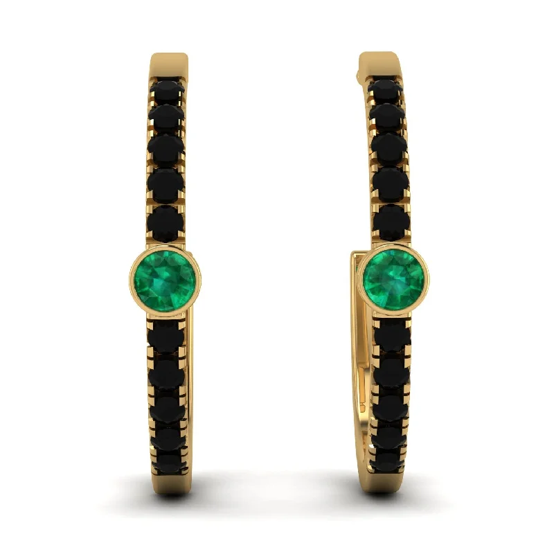 Ladies Earrings Fusion -Hoop Emerald Earrings Micro Pave - Ansley No. 34