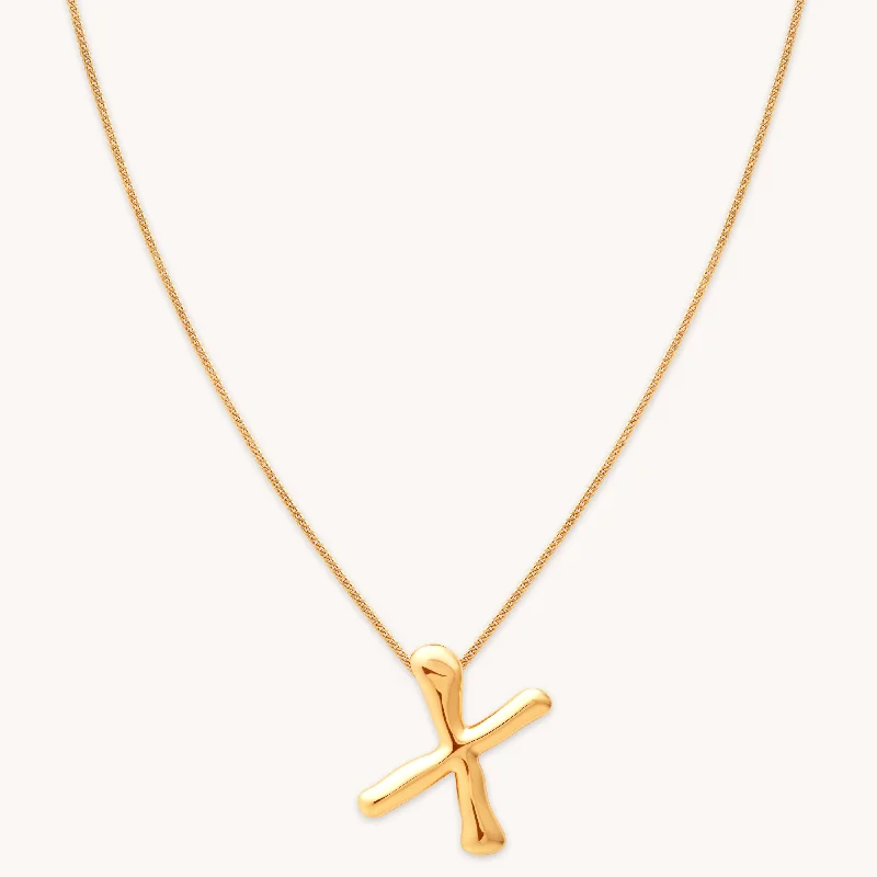 Layered gold necklaces for women-X Initial Bold Pendant Necklace in Gold