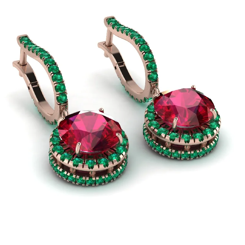 Ladies Earrings Dancing -Hidden Halo Ruby Hoop Earrings - Catalina No. 26