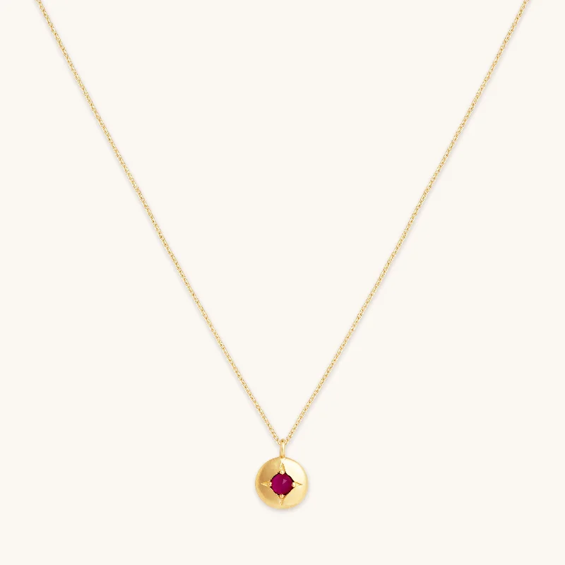 Designer pendant necklaces for women-July Ruby Birthstone Necklace in Solid Gold