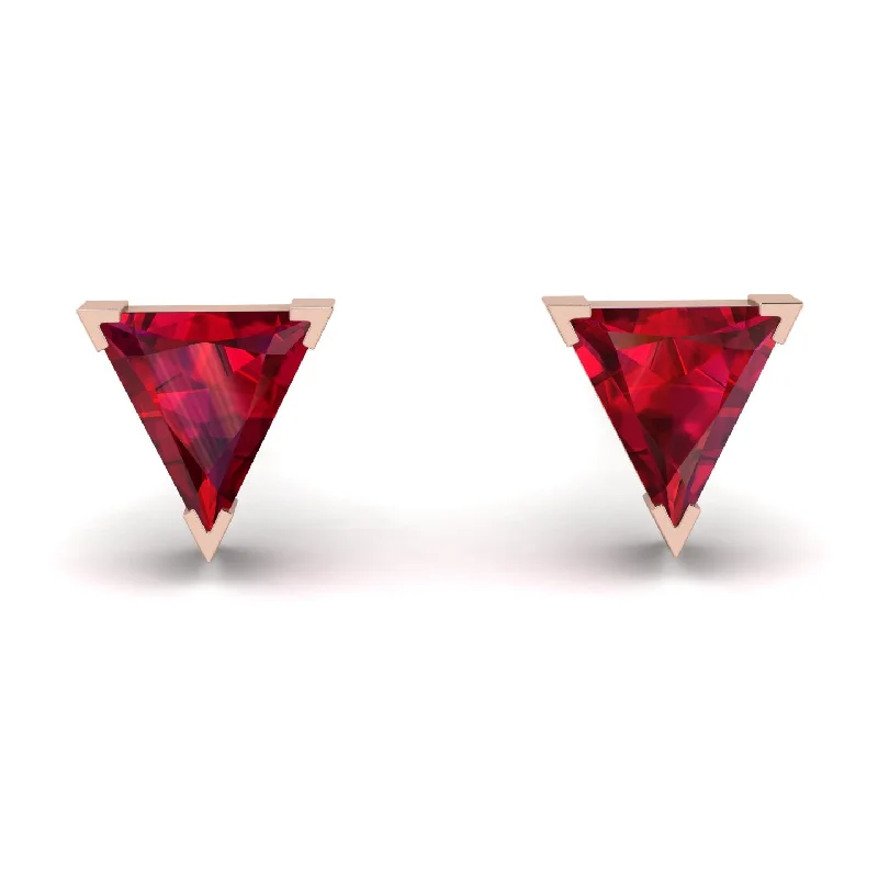 Ladies Earrings Brand -Triangle Cut Ruby Earrings - Clementine No. 11