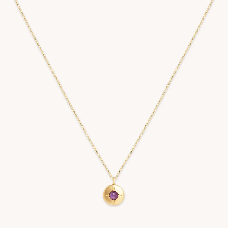 Fashion chain necklaces for women-February Amethyst Birthstone Necklace in Solid Gold