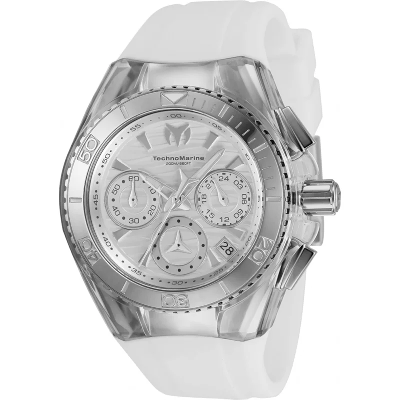 Unisex watch Japanese simplicity -Technomarine Women's Watch - Cruise Star Silver Tone Dial White Strap | TM-120033