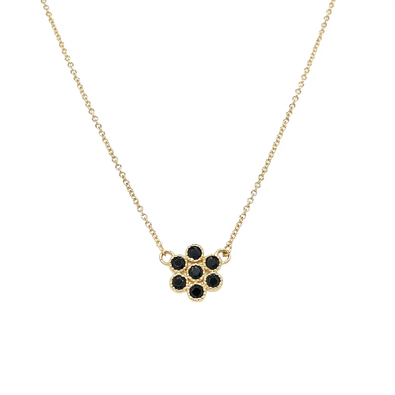 Layered gold necklaces for women-Water Lily Necklace with Black Onyx