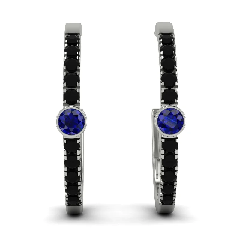 Ladies Earrings Smooth -Hoop Sapphire Earrings Micro Pave - Ansley No. 45